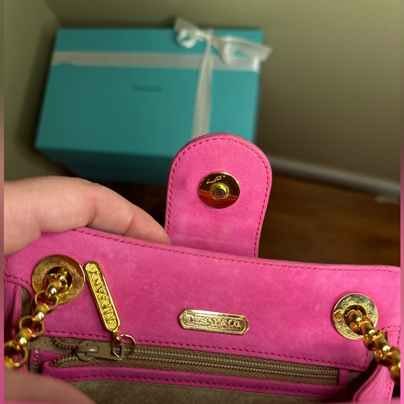 SOLD!Tiffany & Co. Suede Crossbody w/ Gold Chain- Rare & Vintage - Picture 12 of 14